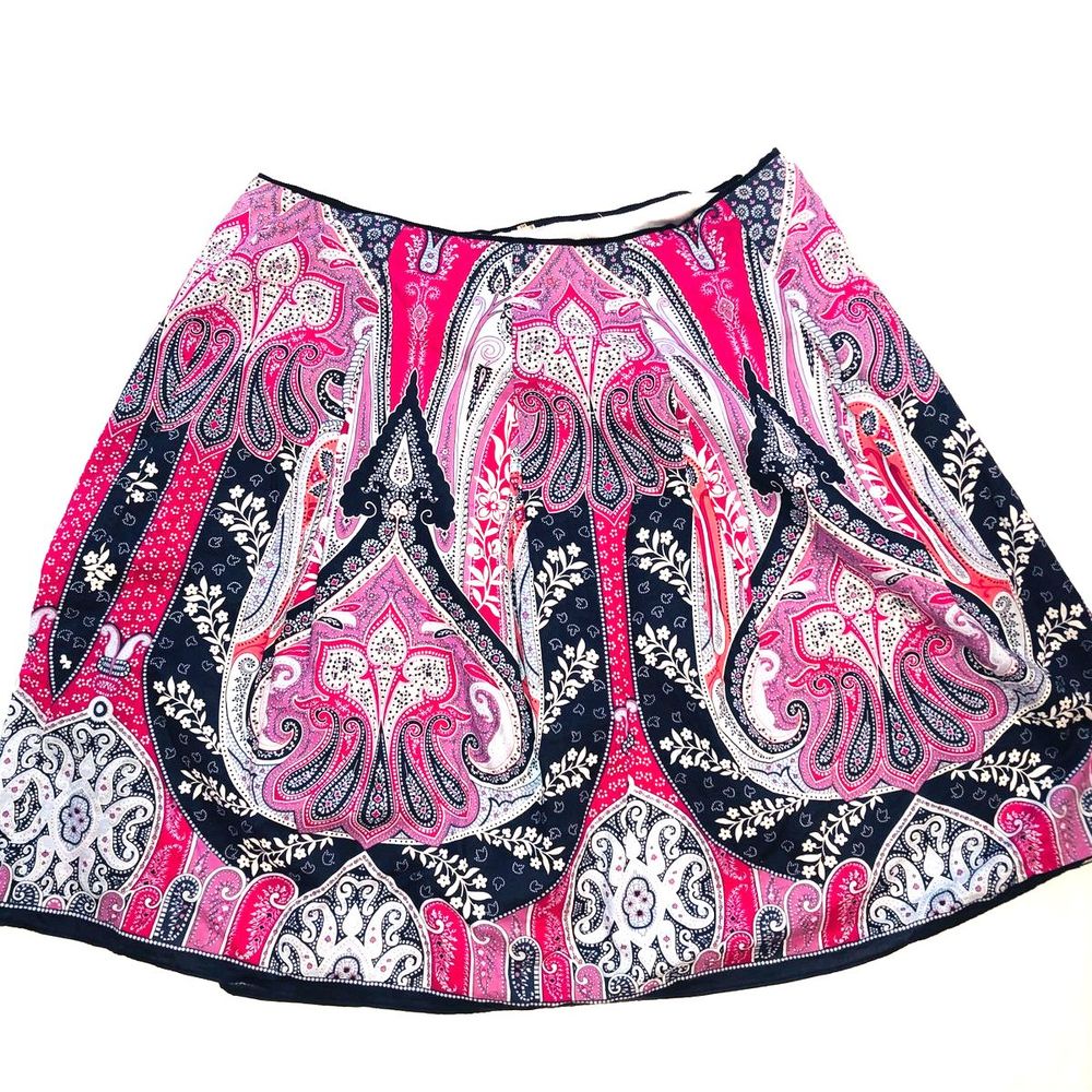 Tahari Pink Navy A-Line Skirt
